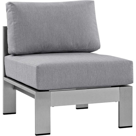 Oakestry Silver Gray Aluminum Outdoor Patio Armless Chair Weather-Resistant Modern Seating Durable Metal Lounge Furniture for Backyard Deck Poolside Balcony Lightweight Contemporary Design