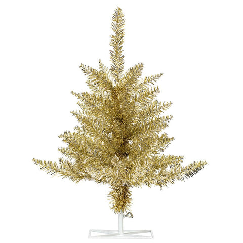 Vickerman 2' x 20" Champagne Tinsel Artificial UnLit Christmas Tree.