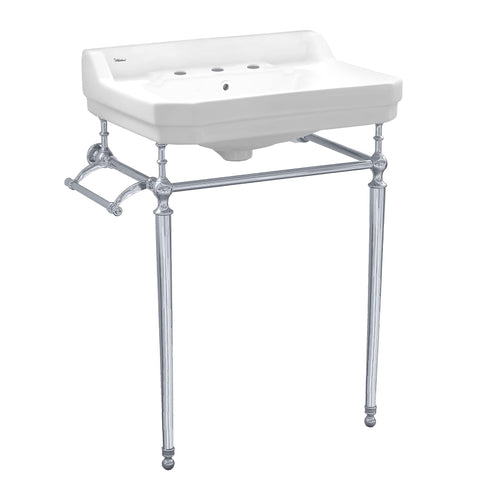 Whitehaus Collection WHV024-L33-3H-C Victorian Style Bath Console Sink with Interchangeable Towel Bar and Backsplash
