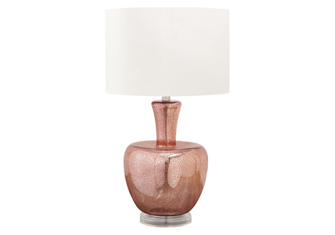 Monarch Specialties I 9899 Lighting, 26" H, Table Lamp, Dusty Rose Glass, Ivory/Cream Shade, Contemporary, Modern