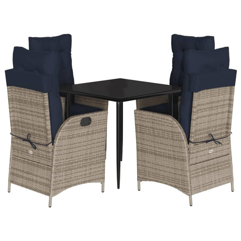 vidaXL Garden Dining Set Gray, Navy Blue