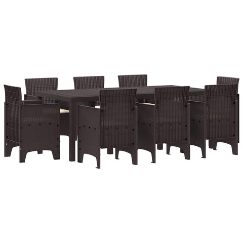 vidaXL Garden Dining Set 9 pcs Brown Polypropylene, Stylish Outdoor Dining Set for Garden and Patio, Lightweight, Tough, Perfect for Family Gatherings