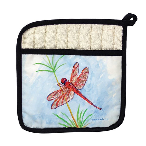 Betsy Drake PT773 Red Dragonfly Pot Holder