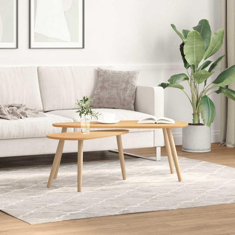 Oakestry Coffee Table Set of 2 Brown Solid Pine Wood, MDF Two-piece Set Premium Storage Cabinet Modern Luxury Storage Solution Elegant Dining Interior Furniture Space Saving Organizer
