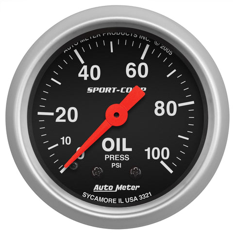 Auto Meter 3321 Sport-Comp Mechanical Oil Pressure Gauge, 2.3125 in.
