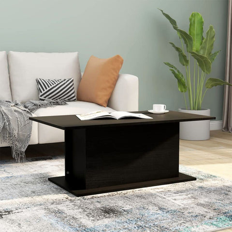 Oakestry Coffee Table Black Engineered Wood 40.2 x 21.9 x 15.7 in Durable Premium Storage Cabinet Modern Luxury Storage Solution Elegant Dining Interior Furniture Space Saving Organizer