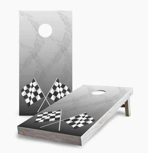 Skip's Garage Tire Tracks 2x4 Cornhole Boards - Corn Filled Bags - Include Case + Score Combo