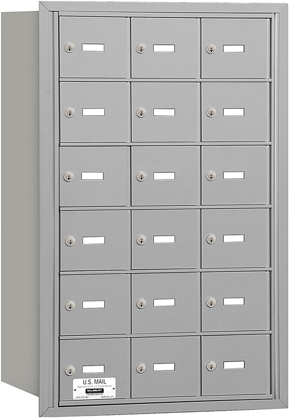 Salsbury Industries 3618ARU 4B Plus Horizontal Mailbox, 18 A Doors, Rear Loading, USPS Access, Aluminum