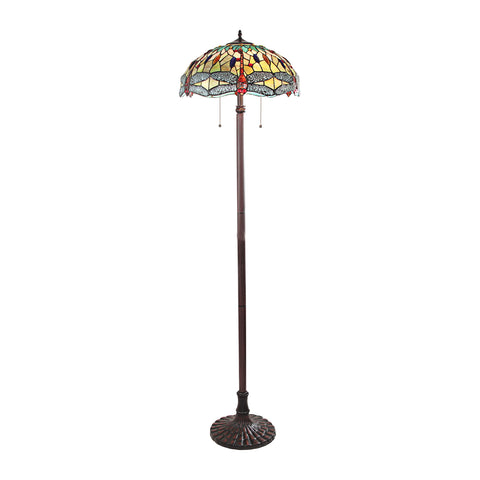 Chloe Lighting Empress Tiffany-Style 2 Light Dragonfly Floor Lamp 18" Shade