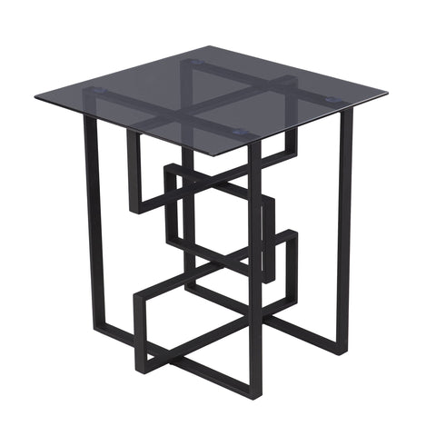 SEI Furniture Clanlin Accent Table Black Finish with Gray Glass 22 W x 22 D x 22.25 H