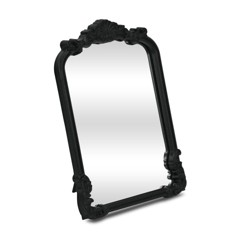 Briseis 11.75" Rectangular Table Mirror – Handcrafted Wooden Frame – Modern Minimalist Matte Black Finish – for Living Room Tabletop Decor - by Cheungs