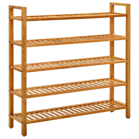vidaXL Rustic Solid Oak Shoe Rack With 5 Free Standing Shelves | Durable Wood Ample Storage For Footwear Stylish Hallway Organizer Easy Maintenance And Assembly Wooden Natural Stand Shelf Organizer