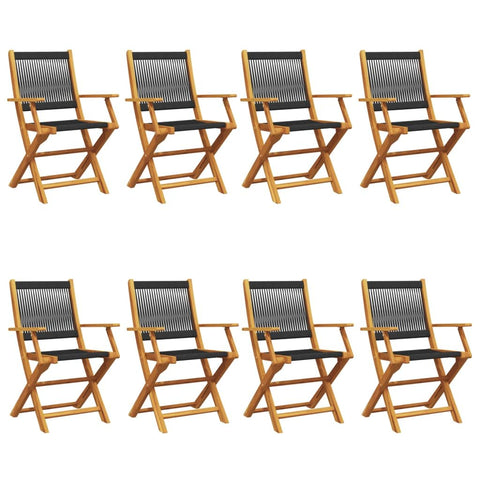 vidaXL Garden Chair Set of 8 Black Solid Acacia Wood with an Oil Finish