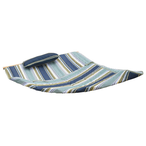 Island Retreat Outdoor Leisure Hammock Pad and Pillow Set, 77.5” x 52” – Coastal Turquoise Stripe Hammock Cushion Replacement w/Soft Poly-Fill, Weather-Resistant Polyester Fabric & Durable Ties