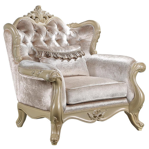 Libertee Chair w/Pillow Beige Fabric  and Champagne