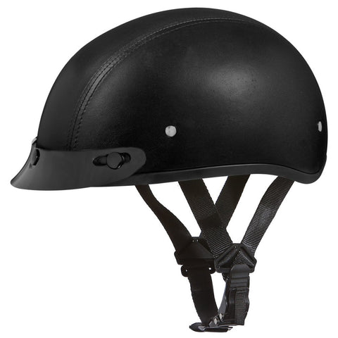 Daytona Helmets Half Skull Cap Motorcycle Helmet DOT Approved [Leather] [M] [W/ Visor]