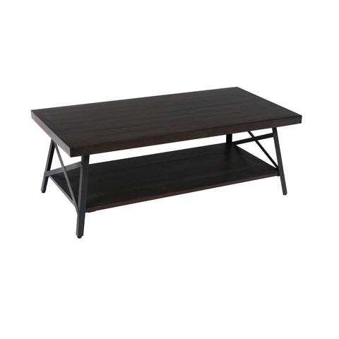 Emerald Home Chandler Rustic Decor Indoor Home Open Storage Coffee/Cocktail Table, Pine Dark Brown