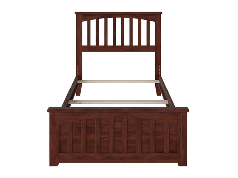 Atlantic Furniture Mission Twin Wood Foundation Bed with Matching Footboard in Walnut