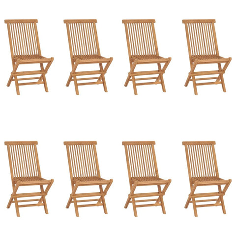 vidaXL Patio Folding Chairs 8 Pcs, Camping Garden Chair with Backrest, Outdoor Lawn Chair for Deck Garden Pool Backyard, Solid Wood Teak