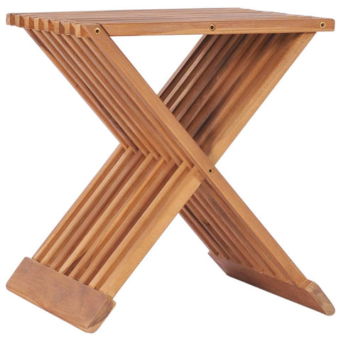 vidaXL Folding Stool - Solid Teak Wood Durable Garden Furniture - Portable, Easy to Store, and Suitable for Outdoor Use, 15.7"x12.6"x17.7".