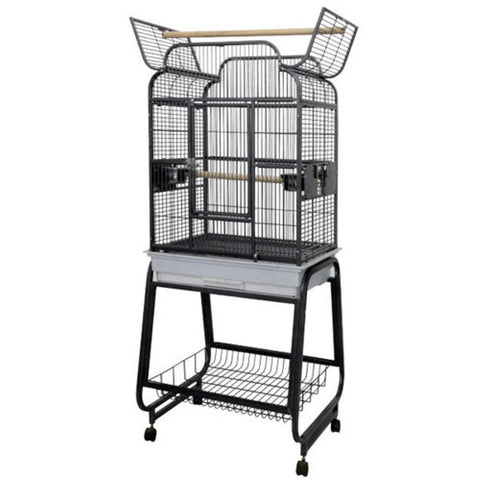 A&E Cage 782217 Black Open Victorian Top with Plastic Base Bird Cage, 22" x 17"