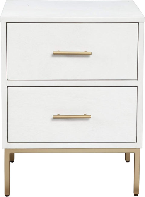 Madelyn 2-Drawer Mahogany and Veneer Nightstand, White