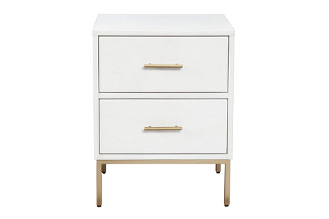 Madelyn 2-Drawer Mahogany and Veneer Nightstand, White