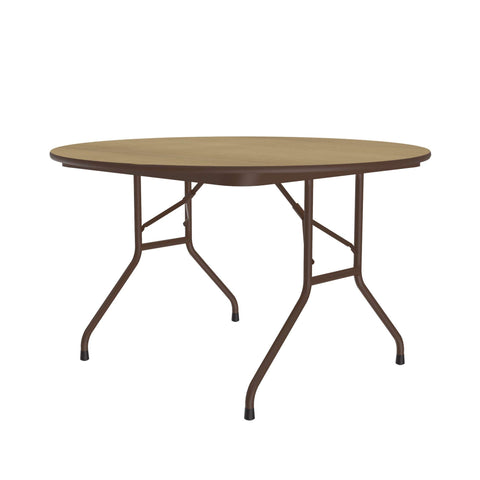 Correll 48" Round, Commercial Folding Table, Fusion Maple HP Laminate Top, Heavy 3/4" Core, USA Made, Steel Apron, Made in The USA (CF48PX-16)