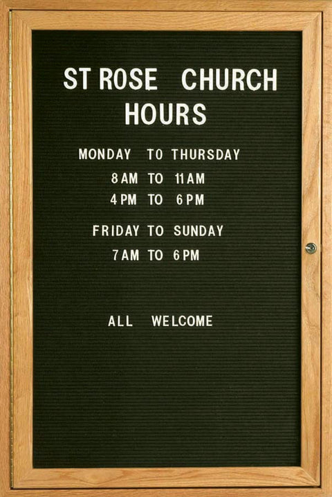 Aarco Products 36"Hx24"W Enclosed Changeable Letter Board in Black Felt with Red Oak Frame