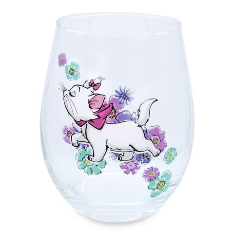 Disney The Aristocats Marie Walking Stemless Wine Glass | Tumbler Cup For Mimosas, Cocktails | Home Barware For Liquor, Kitchen Decor | Kawaii Cute Gifts And Collectibles | Holds 20 Ounces