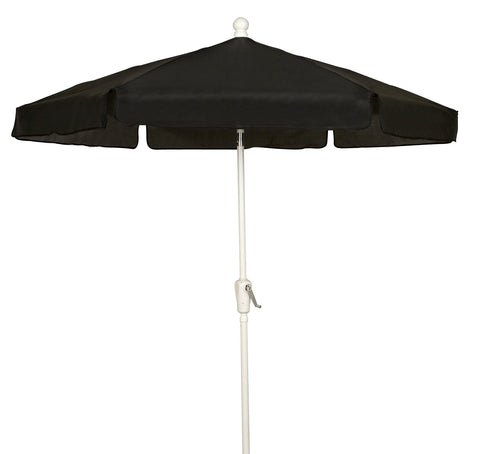 FiberBuilt Umbrellas Garden Umbrella, 7.5 Foot Black Canopy and White Pole