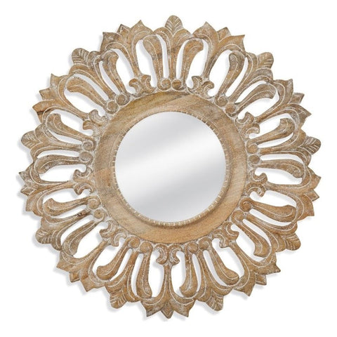 Paulina Wall Mirror in Natural Wood Frame