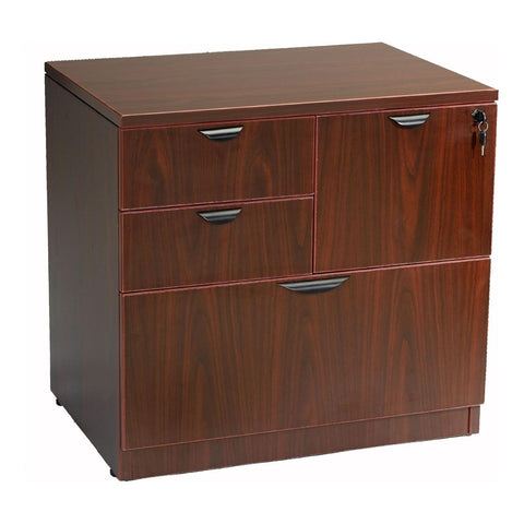 Oakestry Boss Combo Lateral File Mahogany Cabinet with Durable Construction for Office or Home Office Filing Needs for Elegant Storage Solution Large Drawers for Document Organization and Easy Access