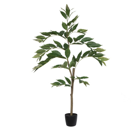 Vickerman 4' Realistic Potted Artificial Green Nandina Tree with 118 Leaves - Large Faux Indoor Tree for Artificial Plants and Fake Plants - Maintenance Free