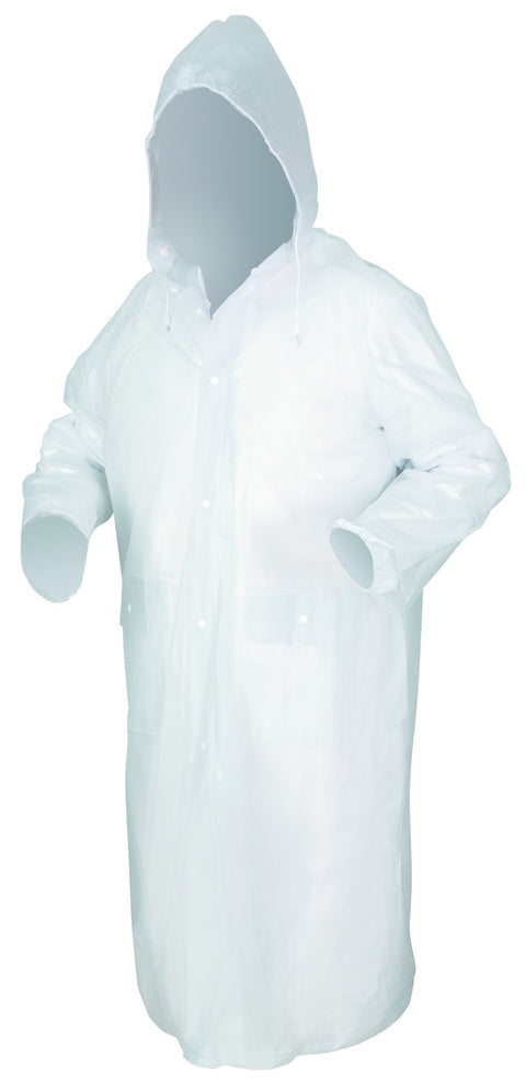 MCR Safety O72CL 49-Inch Squall PVC Single Ply Coat with Detachable Hood, Clear, Large