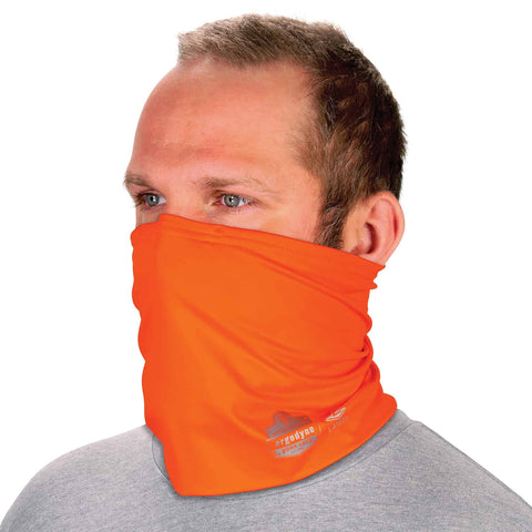 Ergodyne unisex adult 2-layer Cooling Multi-band - Performance Knit Neck Gaiter, Hi-vis Orange, Small Medium US