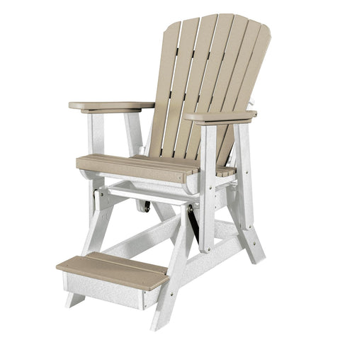 American Furniture Classics Model 515WWTB Fan Back Glider in Weatherwood with a Tudor Brown Base Made in the USA