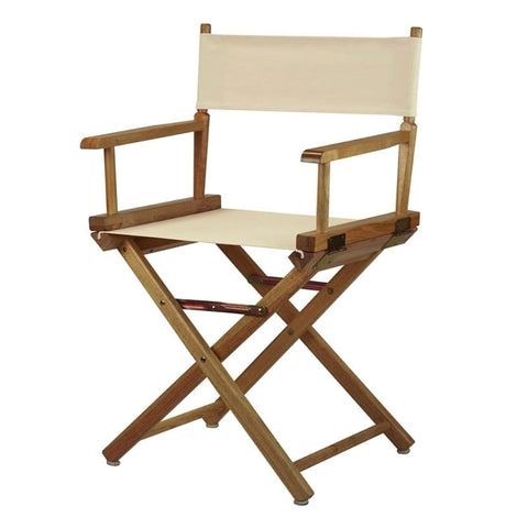 Oakestry 18-inch Folding Directors Chair Solid Wood Wheat Canvas Built in Armrests Portable Lightweight Natural Finish Space Saving Design for Indoor Outdoor Camping Events Home Office and Patio Use