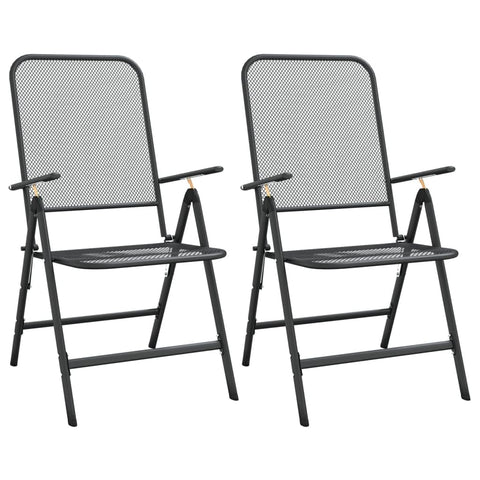 vidaXL Folding Garden Chair Set of 2 Anthracite