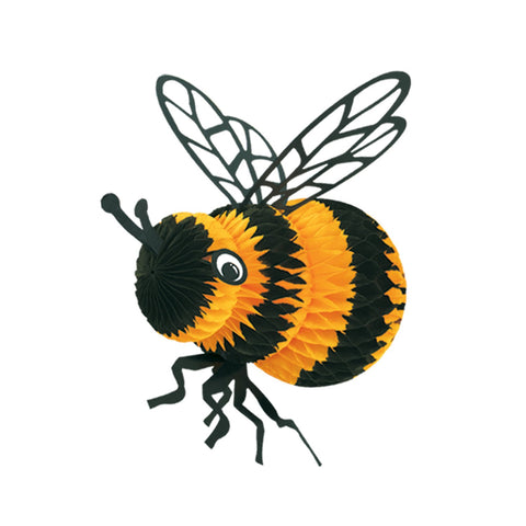 Beistle Tissue Honey Bee Decoration – 3D Full Round Hanging BumbleBee Centerpiece Yellow Black Spring Summer Garden Party Nature Bug Theme Decor for Tabletop Display Seasonal Events, 8” x 10”