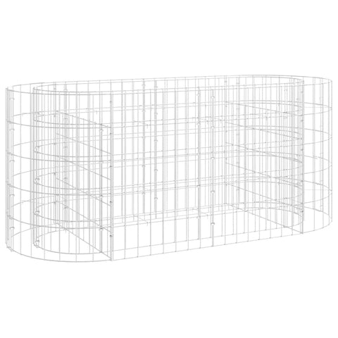 vidaXL Galvanized Iron Gabion Raised Bed - Durable and Proof - Provides Unique Aesthetic - DIY Assembly - Perfect for Garden and Patio - Oval, Silver