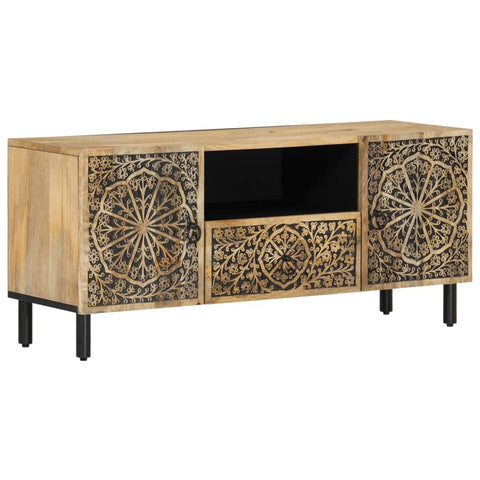 vidaXL TV Stand, Entertainment Center with Shelf, Storage Media Console Furniture for Living Room, Sideboard, Retro Style, Solid Wood Mango