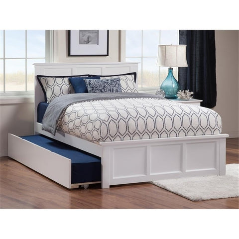 Atlantic Furniture Madison Full Platform Bed with Matching Footboard and Twin Trundle in White