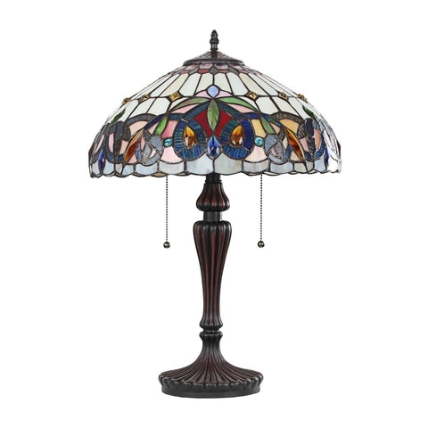 Chloe Lighting Lighting Serenity Victorian Tiffany-Style Dark Bronze 2 Light Table Lamp 16'' Wide, Multicolor (CH3T353BV16-TL2)