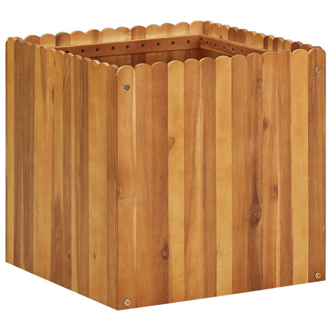 vidaXL Garden Raised Bed - Solid Acacia Wood Construction, 19.6" Square Planter, Weather-Resistant, Slatted Bottom Design for Optimum Drainage, Easy Assembly, Natural Wood Color â€“ Perfect for Outd...
