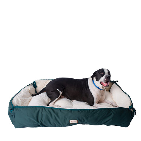 Armarkat Model D04HML/MB-L Large Laurel Green & Ivory Pet Bed and Mat, 42"L x 29"W x 8"H, flat as mat: 51" x 40"