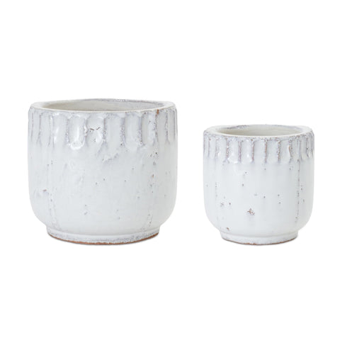 Melrose International Distressed Terra Cotta Planter (Set of 2)