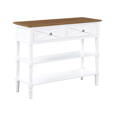 Convenience Concepts 503199WDFTW Country Oxford 2-Drawer Console Table, Driftwood/White