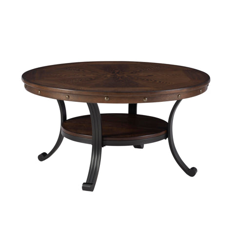Powell Furniture Franklin Cocktail Table, Small, Multicolor,Brown/Black