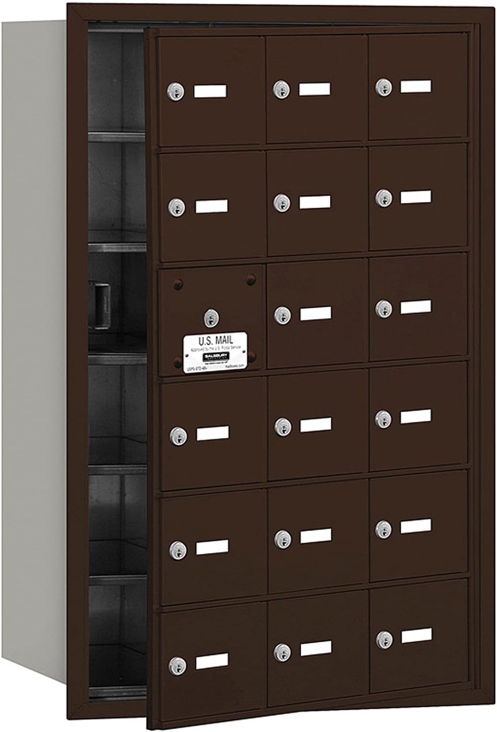 Salsbury Industries 3618ZFU 4B Plus Horizontal Mailbox, 18 A Doors 17 Usable, Front Loading, USPS Access, Bronze